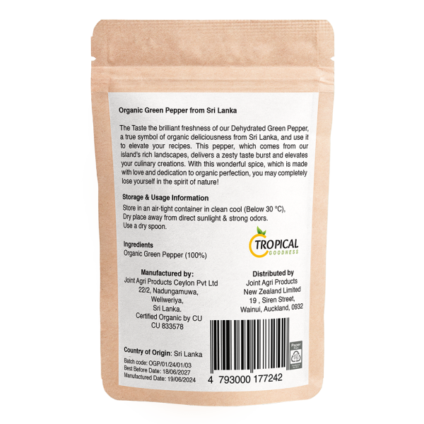 Organic Dehydrated Green Pepper Whole