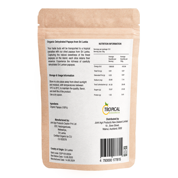 Organic Dehydrated Papaya